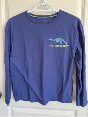 Mini Boden Navy Long-Sleeve Dino 'Paleontologist' Tee